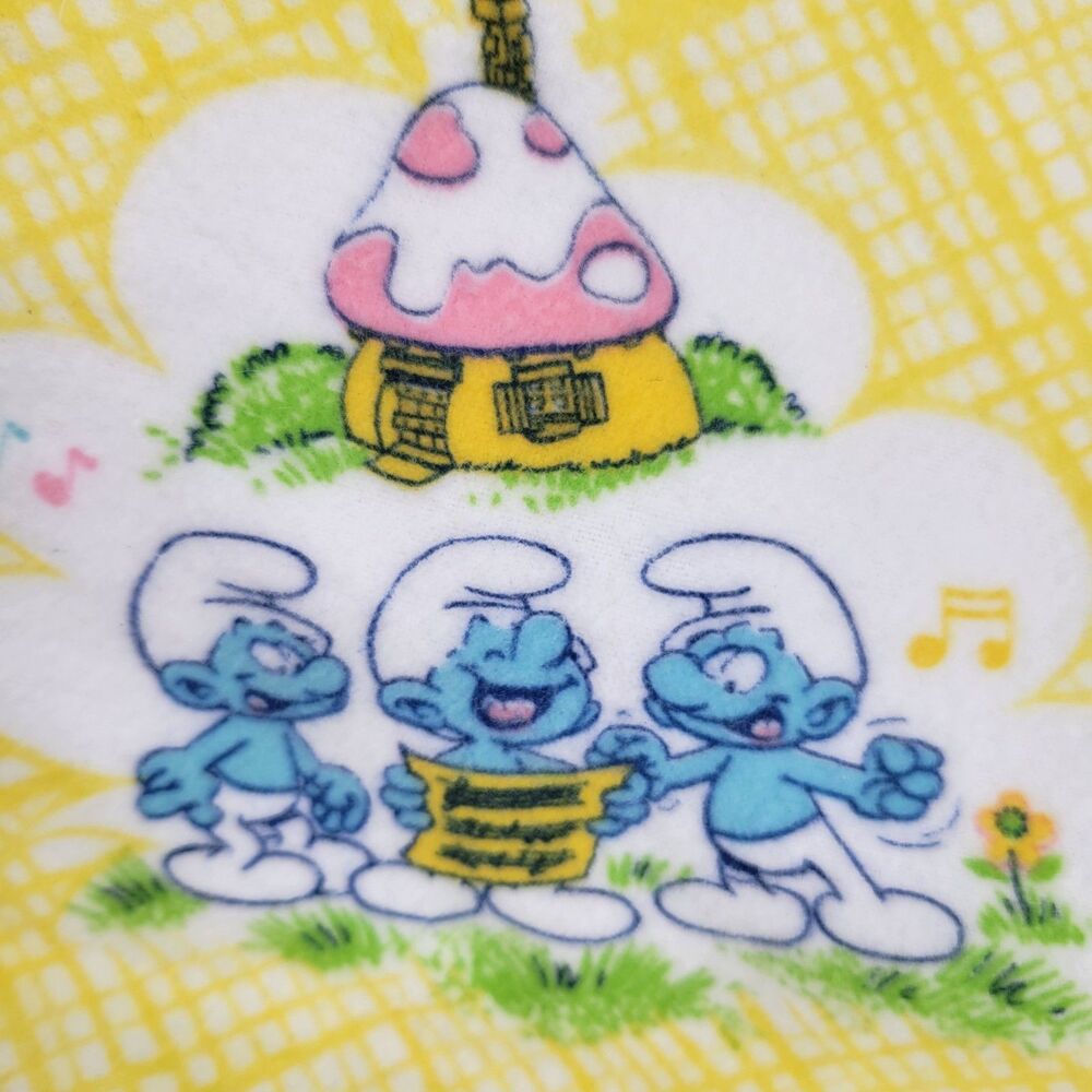 Smurfs Dundee Fitted Crib Bed Sheet Musical Instruments Smurfette Yellow 27x50 - Picture 6 of 8